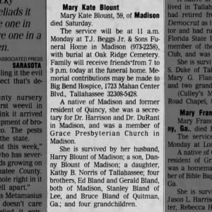 Obituary for Mary Kate Blount